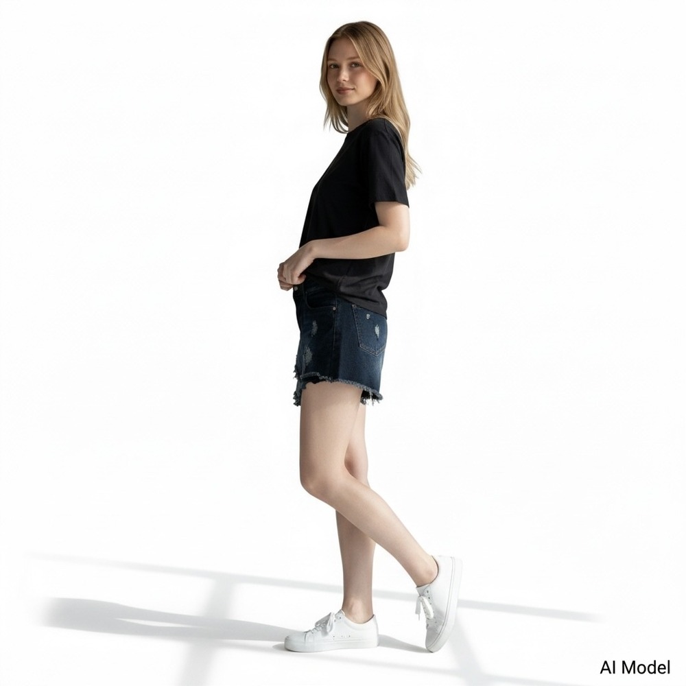 BBJ Womens 30 Blue‎ Denim Button Fly High Waisted Cut Off Shorts